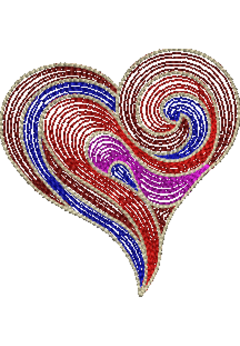 3D Heart Applique Embroidery -TMB1013