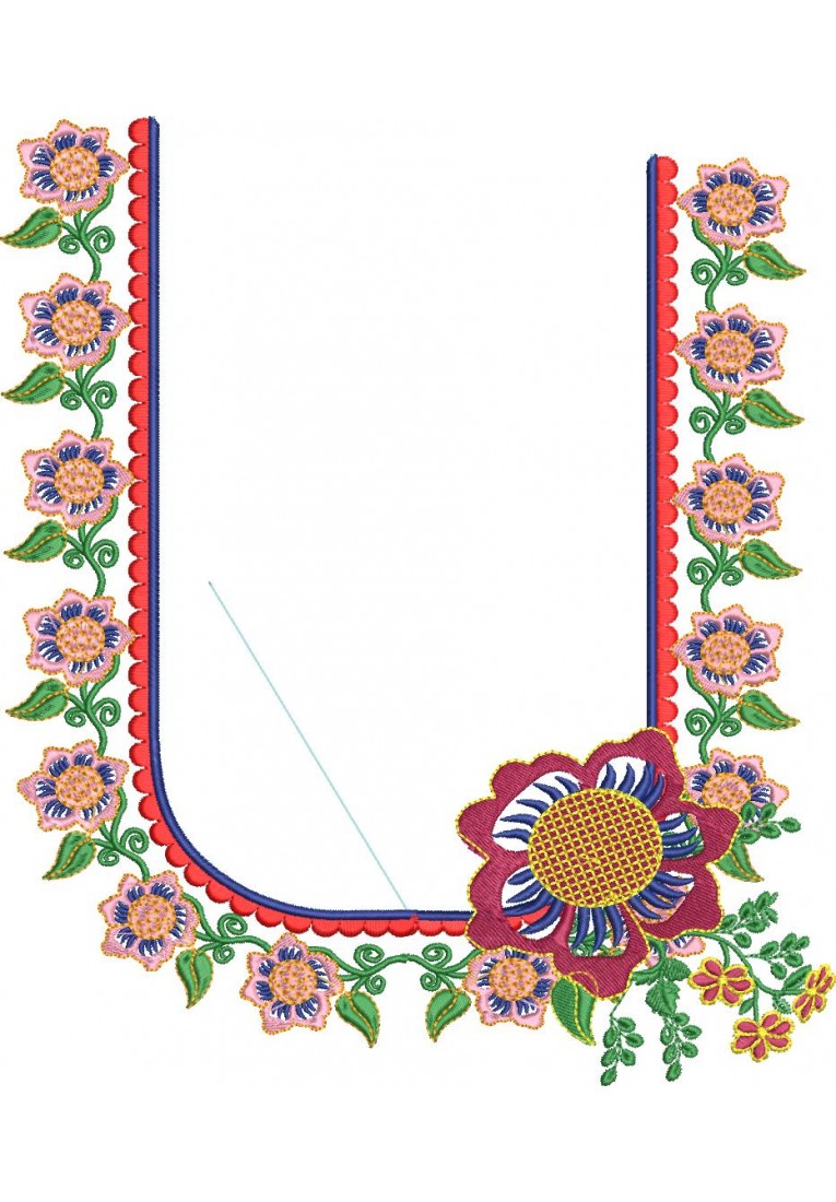 South Indian Blouse Embroidery Design -J024