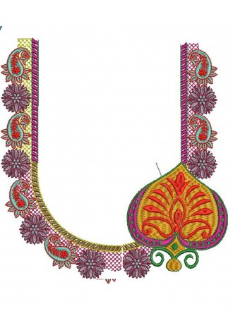 South Indian Blouse Leaf Embroidery Design -J006