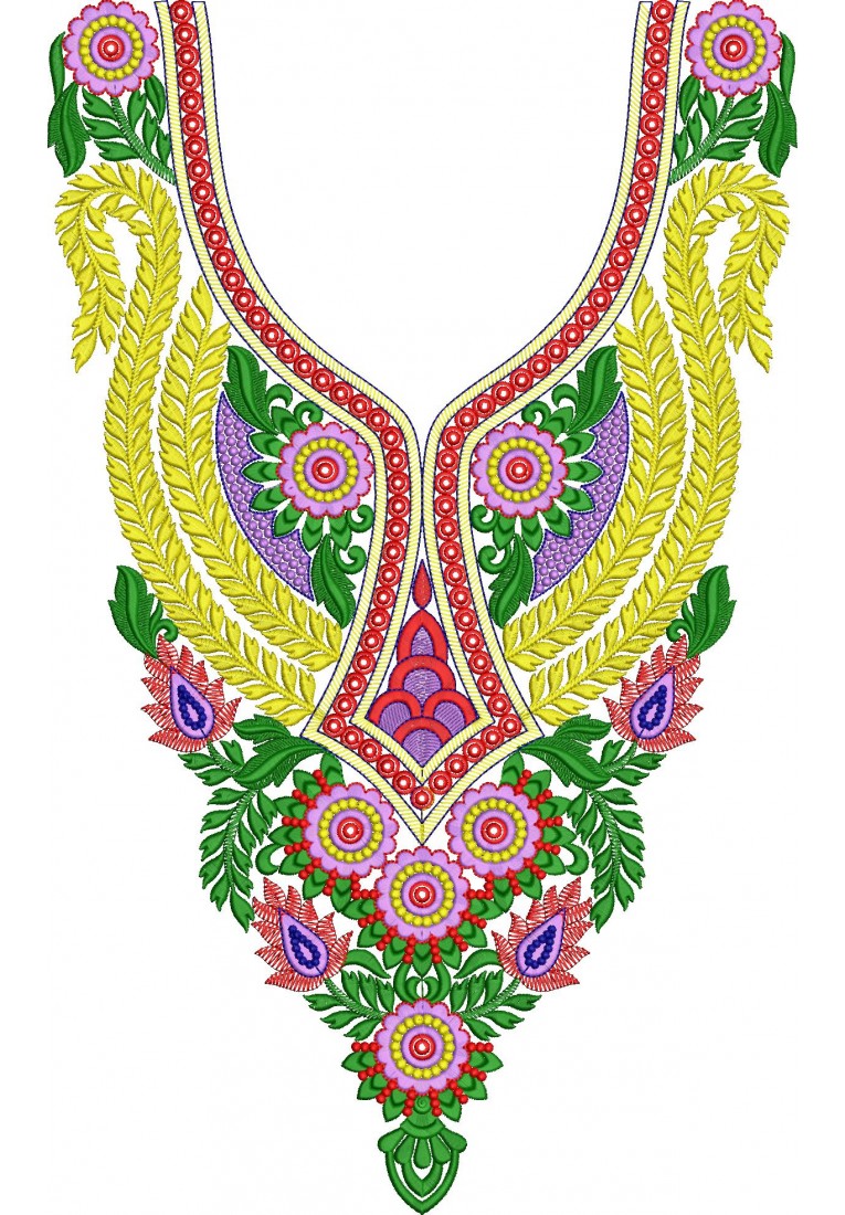 Neck Embroidery Design For Kurti And Tops-Heavy work