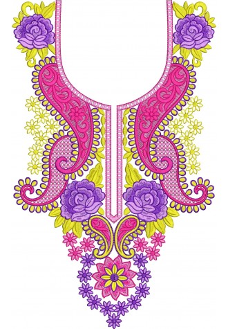 Neck Embroidery Design For Kurti And Tops-Heavy work