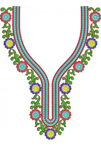 Neck Embroidery flower Design For Kurti And Tops