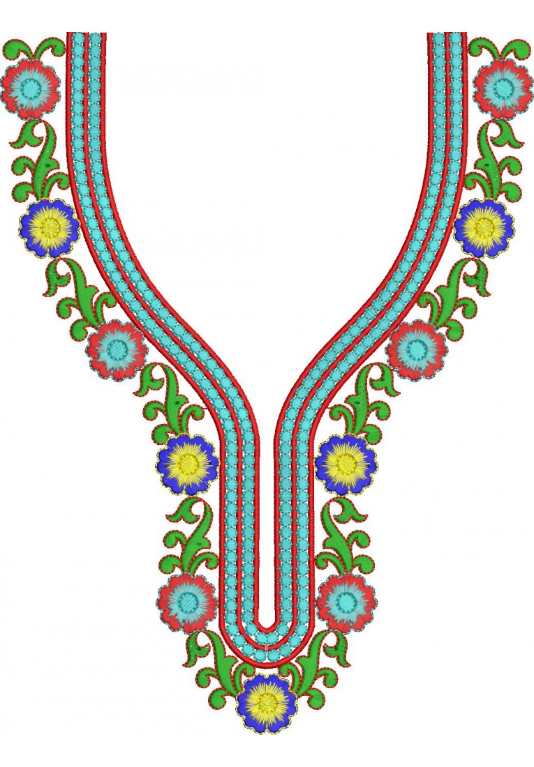 Neck Embroidery flower Design For Kurti And Tops