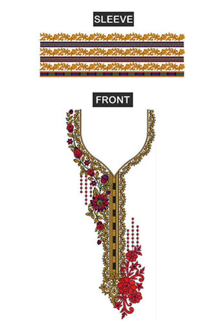 Neck Embroidery Design For Kurti And Tops-2523  Neck Embroidery Design For Kurti And Tops-2523
